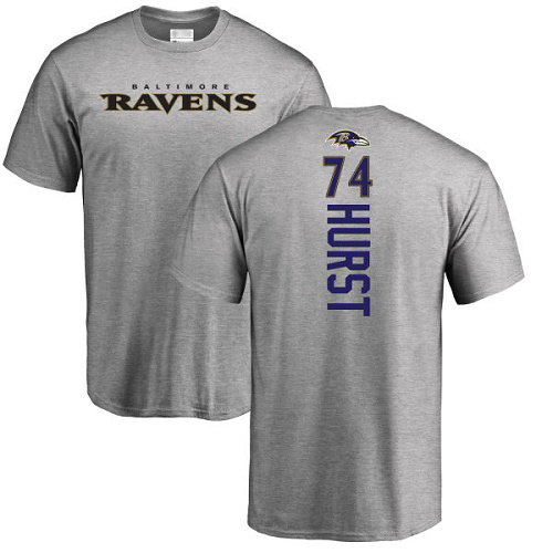 Men Baltimore Ravens Ash James Hurst Backer NFL Football #74 T Shirt